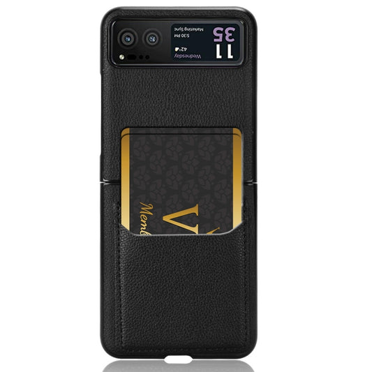 For Motorola Moto Razr 40 Litchi Texture Card Slot Phone Case(Black) - Motorola Cases by buy2fix | Online Shopping UK | buy2fix