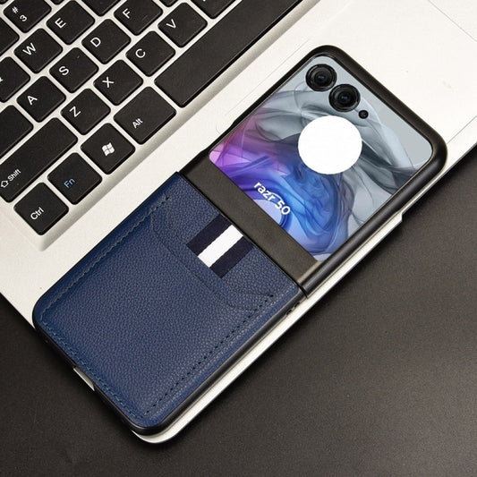 For Motorola Razr 50 Litchi Texture Card Slot Phone Case(Blue) by buy2fix