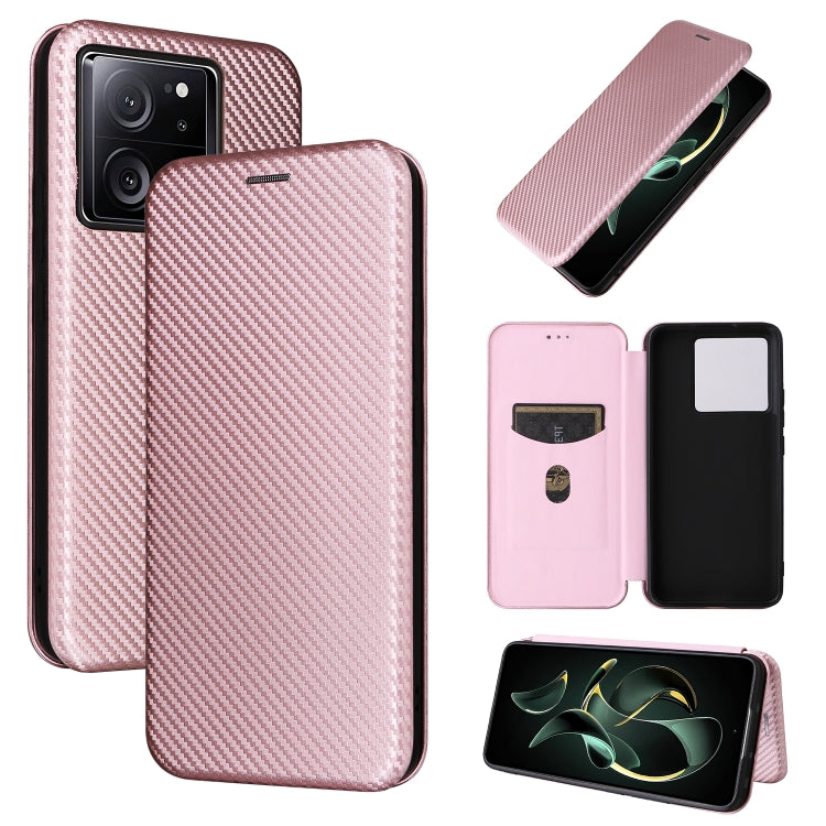 For Xiaomi Redmi K60 Ultra Carbon Fiber Texture Flip Leather Phone Case(Pink) - Xiaomi Cases by buy2fix | Online Shopping UK | buy2fix