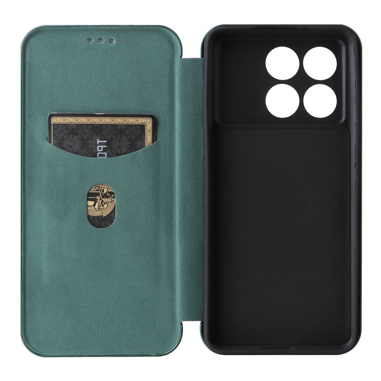 For Xiaomi Redmi K70E 5G Carbon Fiber Texture Flip Leather Phone Case(Green) - Xiaomi Cases by buy2fix | Online Shopping UK | buy2fix