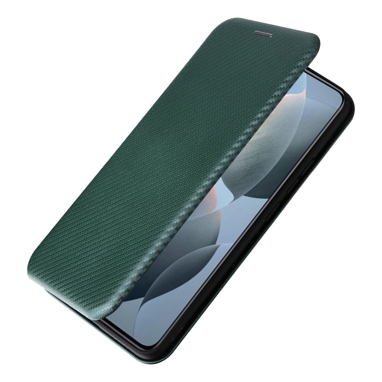 For Xiaomi Redmi K70E 5G Carbon Fiber Texture Flip Leather Phone Case(Green) - Xiaomi Cases by buy2fix | Online Shopping UK | buy2fix