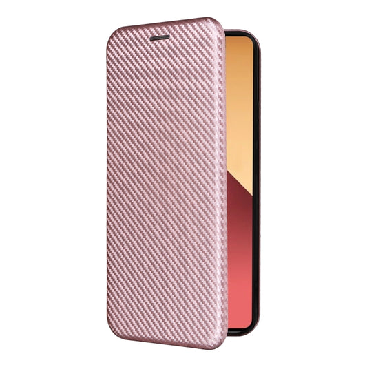 For Xiaomi Redmi Note 13 Pro / M6 Pro 4G Carbon Fiber Texture Flip Leather Phone Case(Pink) by buy2fix