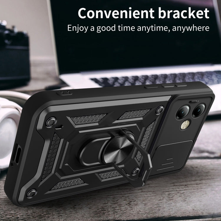 For Motorola Moto G14 Sliding Camera Cover Design TPU+PC Phone Case(Black) by buy2fix