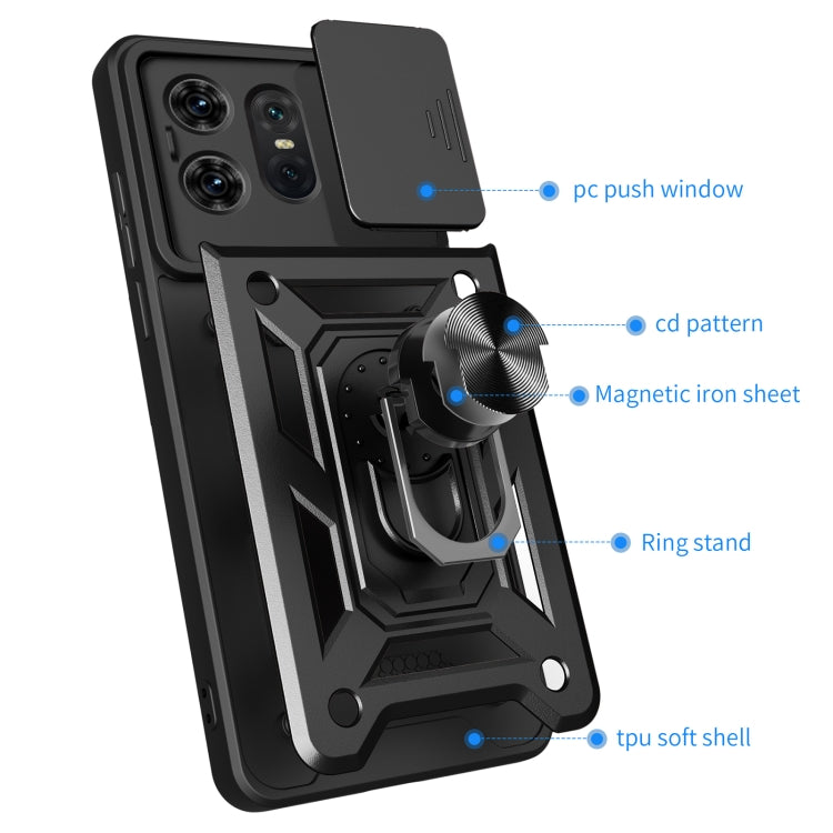 For Motorola Edge 50 Pro Global Sliding Camera Cover Design TPU+PC Phone Case(Gold) - Motorola Cases by buy2fix | Online Shopping UK | buy2fix