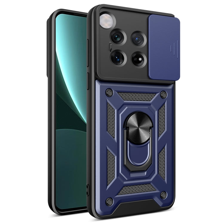 For OnePlus 12 5G Global Sliding Camera Cover Design TPU Hybrid PC Phone Case(Blue) - OnePlus Cases by buy2fix | Online Shopping UK | buy2fix