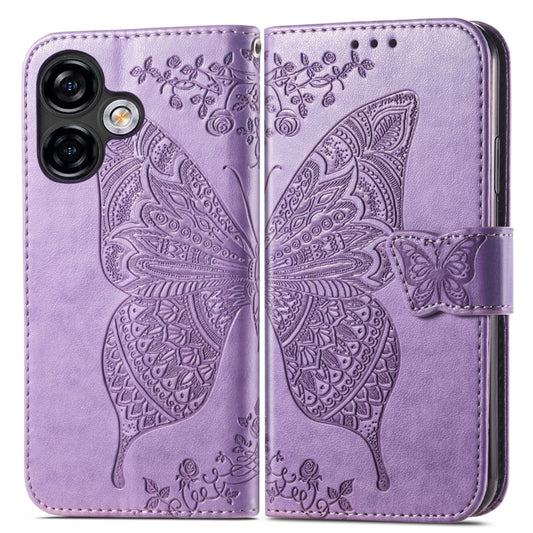 For Ulefone Note 16 Pro Butterfly Love Flower Embossed Leather Phone Case(Light Purple) by buy2fix