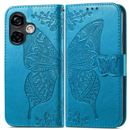 For Ulefone Note 16 Pro Butterfly Love Flower Embossed Leather Phone Case(Blue) by buy2fix