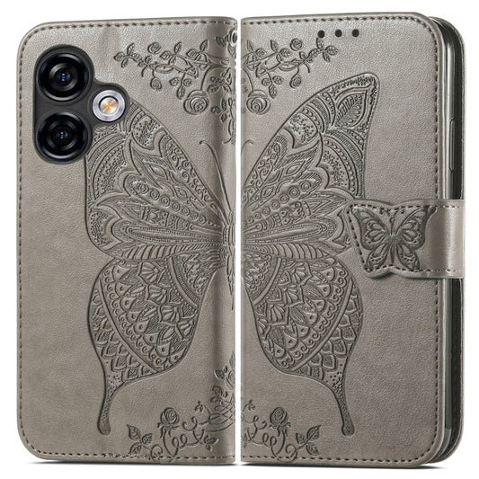 For Ulefone Note 16 Pro Butterfly Love Flower Embossed Leather Phone Case(Grey) by buy2fix