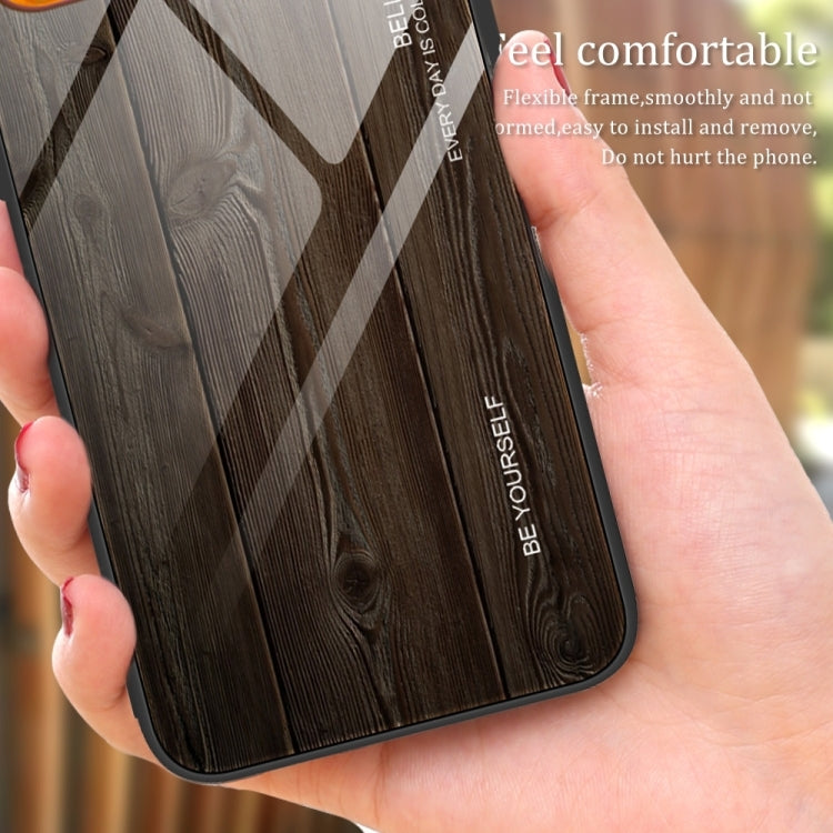 For iPhone 16 Pro Wood Grain Glass Phone Case(Black) by buy2fix