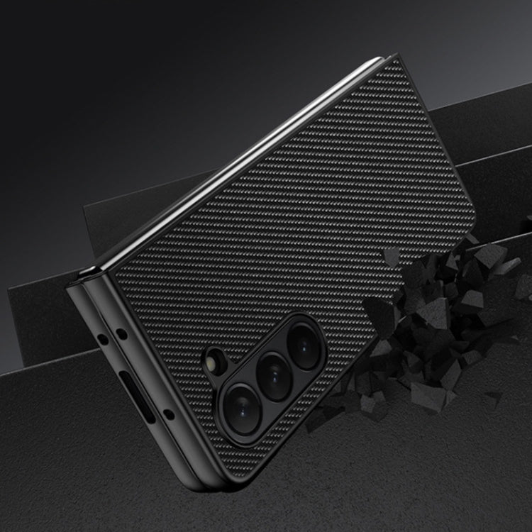 For Samsung Galaxy Z Fold5 Ultra-thin Carbon Fiber Texture Printing Phone Case(Gold) by buy2fix