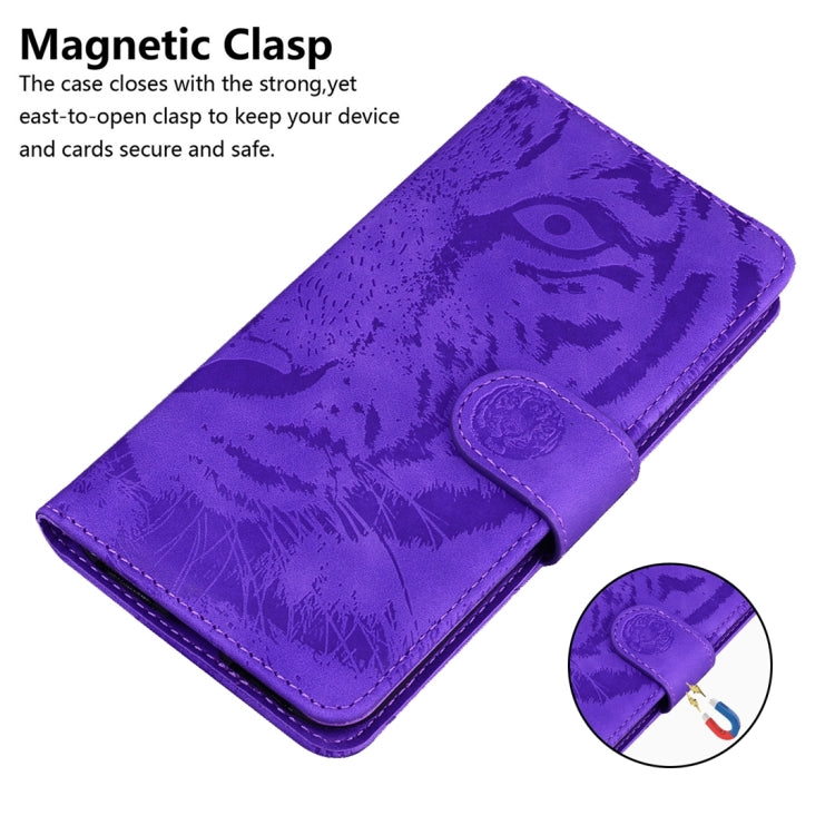 For Xiaomi Redmi Note 13 Pro+ 5G Tiger Embossing Pattern Leather Phone Case(Purple) - Xiaomi Cases by buy2fix | Online Shopping UK | buy2fix