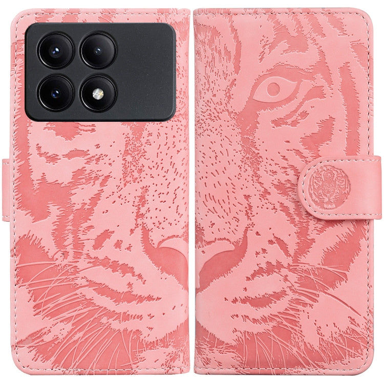 For Xiaomi Redmi K70E / Poco X6 Pro Tiger Embossing Pattern Leather Phone Case(Pink) - Xiaomi Cases by buy2fix | Online Shopping UK | buy2fix