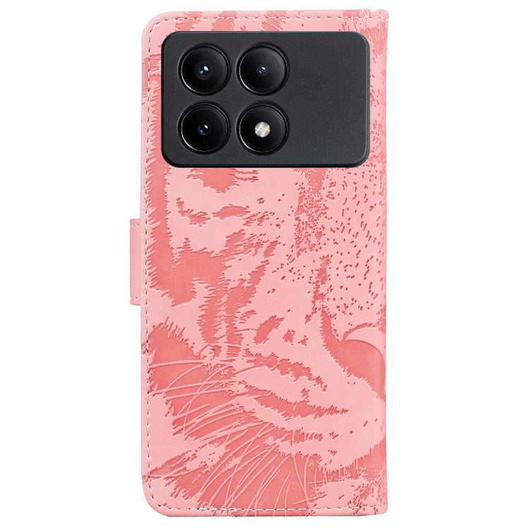 For Xiaomi Redmi K70E / Poco X6 Pro Tiger Embossing Pattern Leather Phone Case(Pink) - Xiaomi Cases by buy2fix | Online Shopping UK | buy2fix