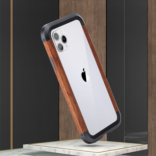 For iPhone 11 Pro R-JUST Metal + Wood Frame Protective Case by R-JUST