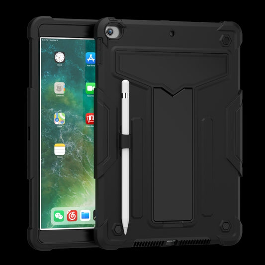 For iPad 10.2 / iPad Pro 10.5 T-shaped Bracket Contrast Color Shockproof PC + Silicone Flat Protective Case(Black+Black) - iPad 10.2 Cases by buy2fix | Online Shopping UK | buy2fix