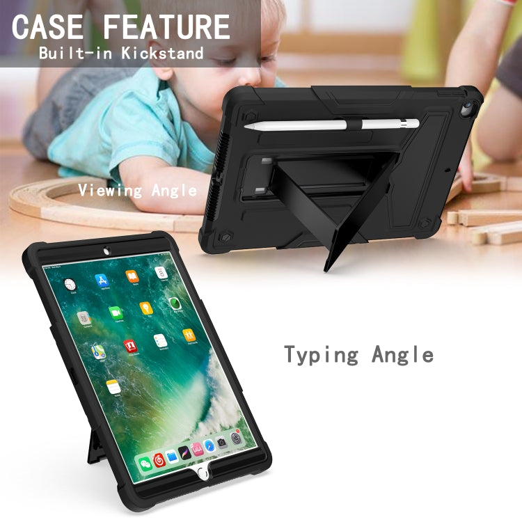 For iPad 10.2 / iPad Pro 10.5 T-shaped Bracket Contrast Color Shockproof PC + Silicone Flat Protective Case(Black+Black) - iPad 10.2 Cases by buy2fix | Online Shopping UK | buy2fix