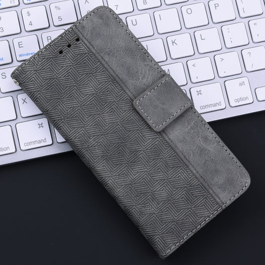 For iPhone 16e Geometric Embossed Leather Phone Case(Grey) by buy2fix