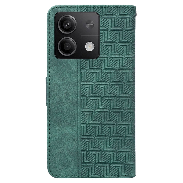 For Xiaomi Redmi Note 13 5G Geometric Embossed Leather Phone Case(Green) - Xiaomi Cases by buy2fix | Online Shopping UK | buy2fix
