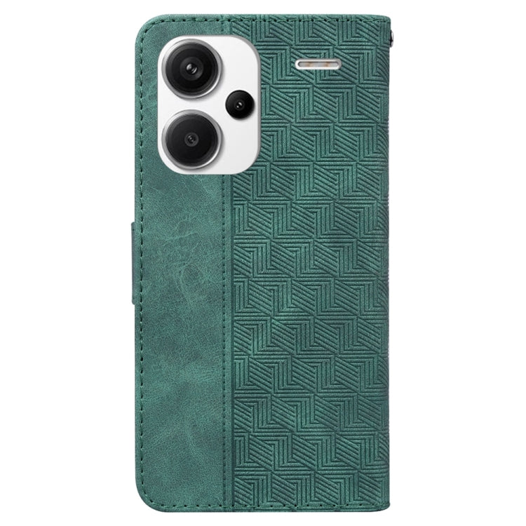 For Xiaomi Redmi Note 13 Pro+ 5G Geometric Embossed Leather Phone Case(Green) - Xiaomi Cases by buy2fix | Online Shopping UK | buy2fix