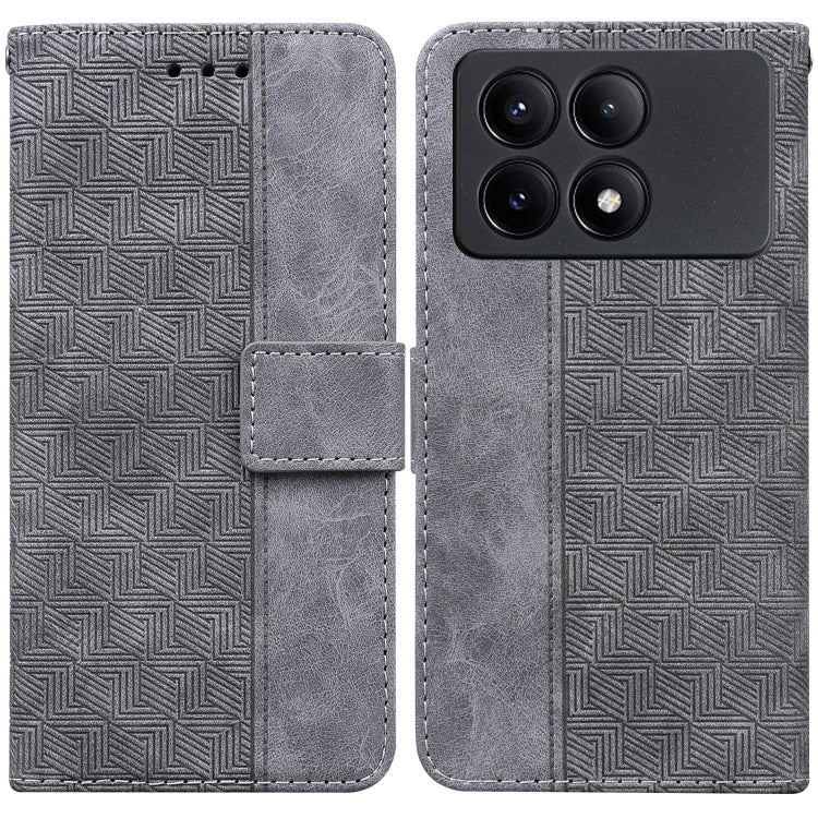 For Xiaomi Redmi K70E / Poco X6 Pro Geometric Embossed Leather Phone Case(Grey) - Xiaomi Cases by buy2fix | Online Shopping UK | buy2fix