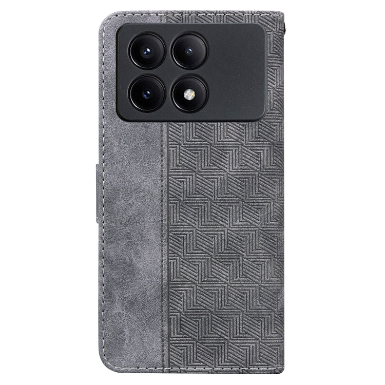 For Xiaomi Redmi K70E / Poco X6 Pro Geometric Embossed Leather Phone Case(Grey) - Xiaomi Cases by buy2fix | Online Shopping UK | buy2fix