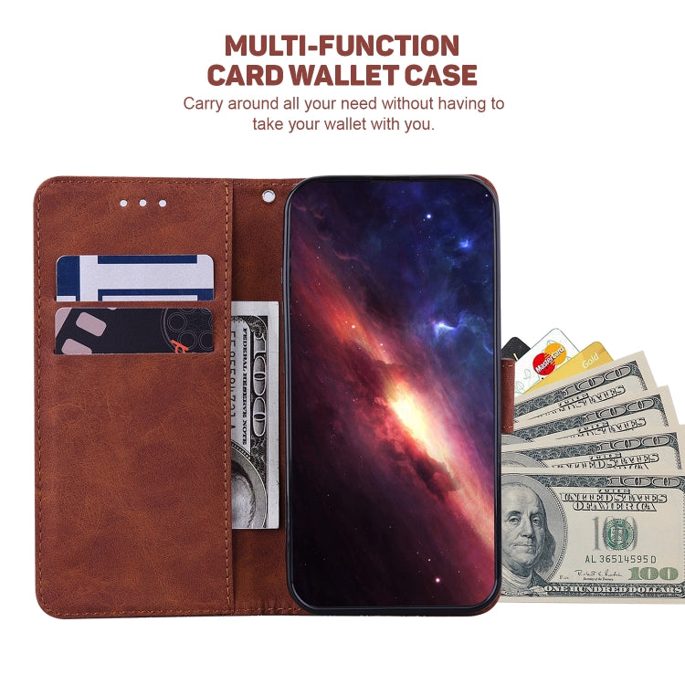 For Motorola Moto G Play 4G 2024 Geometric Embossed Leather Phone Case(Brown) by buy2fix