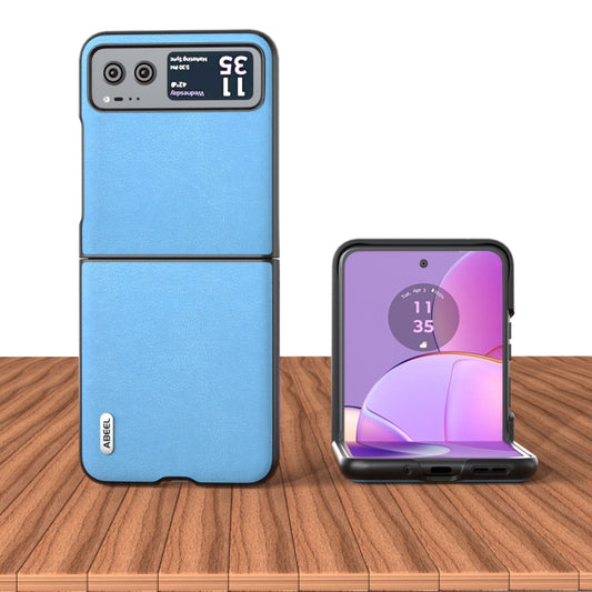 For Motorola Razr 40 ABEEL Haze Texture PU Phone Case(Sky Blue) by buy2fix