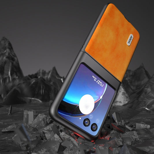 For Motorola Razr 40 Ultra ABEEL Dual Color Lichi Texture PU Phone Case(Orange) by buy2fix