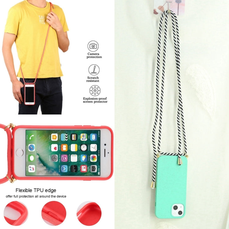 For iPhone 16 Pro Wheat Straw TPU Shockproof Phone Case with Neck Lanyard(Green) by buy2fix