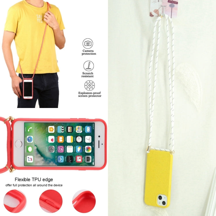 For iPhone 16 Plus Wheat Straw TPU Shockproof Phone Case with Neck Lanyard(Yellow) by buy2fix