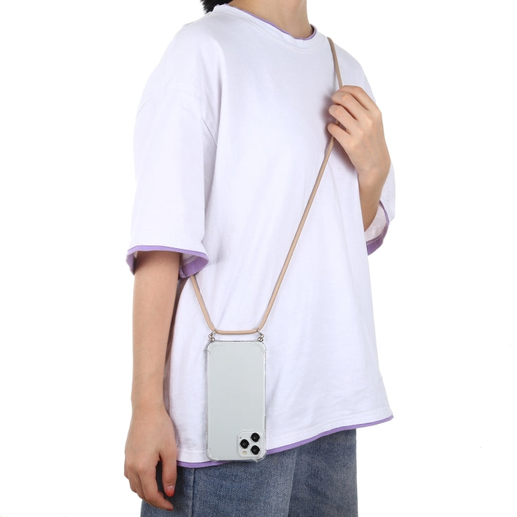 For iPhone 16 Pro Four-Corner Shockproof Transparent TPU Case with Lanyard(Purple) by buy2fix