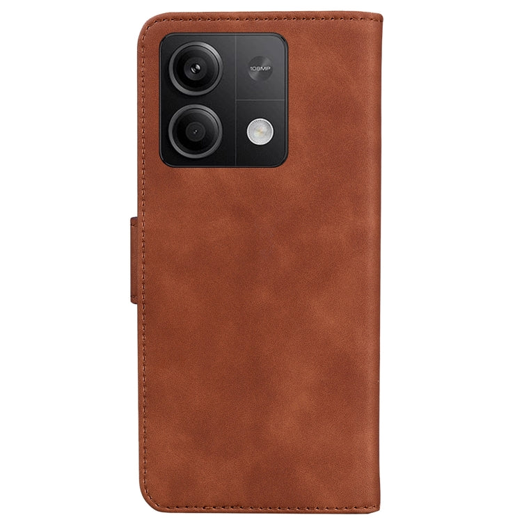 For Xiaomi Redmi Note 13 5G Skin Feel Pure Color Flip Leather Phone Case(Brown) - Xiaomi Cases by buy2fix | Online Shopping UK | buy2fix