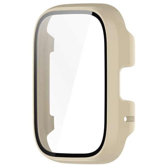 For Redmi Watch 3 Lite PC + Tempered Film Integrated Watch Protective Case(Ivory White) by buy2fix