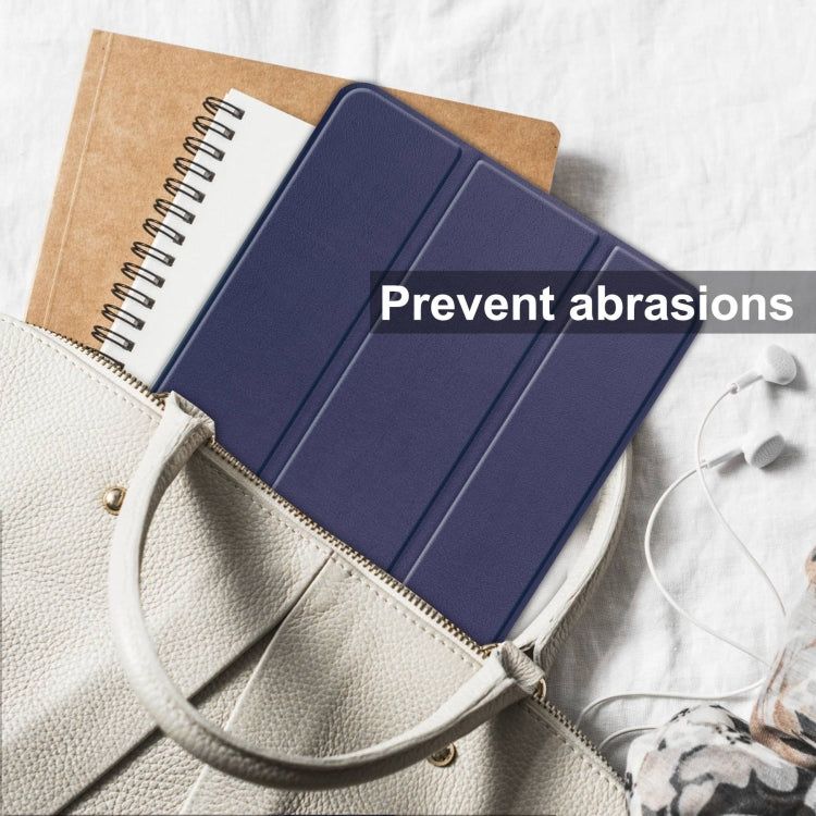 For Samsung Galaxy Tab S10 Ultra / S9 Ultra Custer Pure Color 3-Fold Holder Smart Leather Tablet Case(Dark Blue) by buy2fix