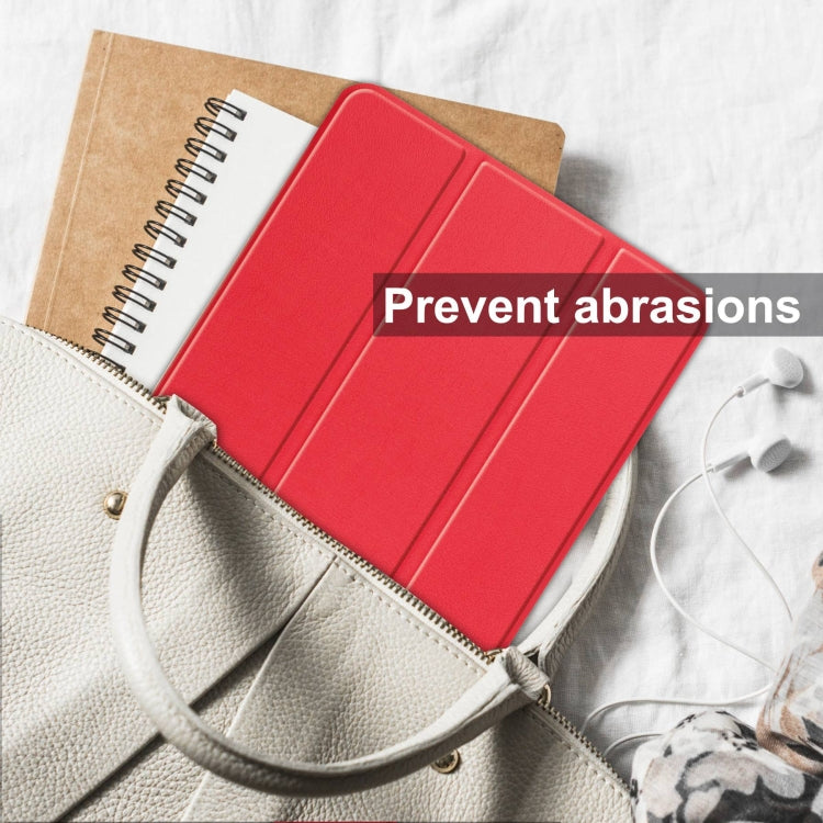 For Samsung Galaxy Tab S10 Ultra / S9 Ultra Custer Pure Color 3-Fold Holder Smart Leather Tablet Case(Red) by buy2fix