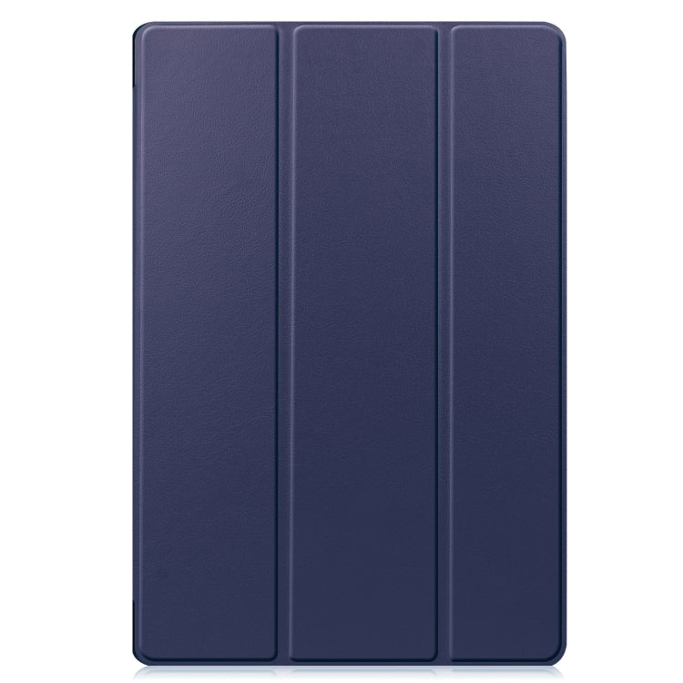 For Samsung Galaxy Tab S9 FE+ / S10+ Custer Pure Color 3-Fold Holder Smart Leather Tablet Case(Dark Blue) - Galaxy Tab S9 FE+ by buy2fix | Online Shopping UK | buy2fix