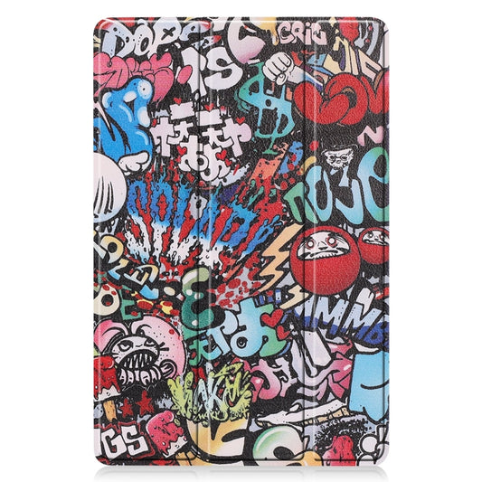 For Samsung Galaxy Tab S9 FE / S10 FE Custer Painted 3-Fold Holder Smart Leather Tablet Case(Graffiti) by buy2fix