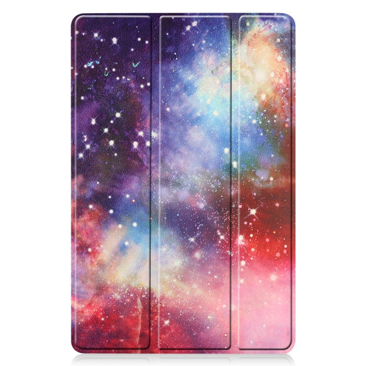 For Samsung Galaxy Tab S9 FE / S10 FE Custer Painted 3-Fold Holder Smart Leather Tablet Case(Milky Way Nebula) by buy2fix