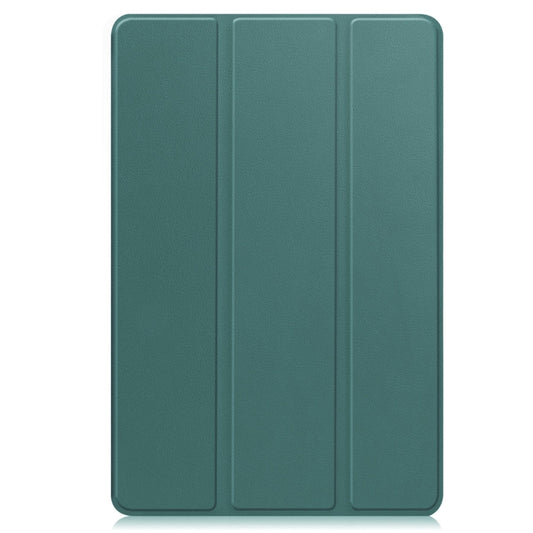 For Google Pixel Tablet Custer Pure Color 3-Fold Holder Smart Leather Tablet Case(Dark Green) by buy2fix