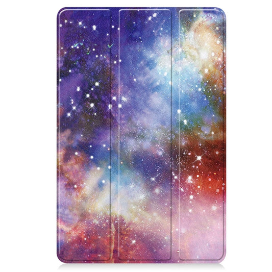 For Google Pixel Tablet Custer Painted 3-Fold Holder Smart Leather Tablet Case(Milky Way Nebula) by buy2fix