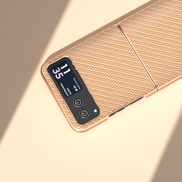 For Motorola Razr 40 Nano Electroplating Carbon Fiber Texture Phone Case(Gold) by buy2fix