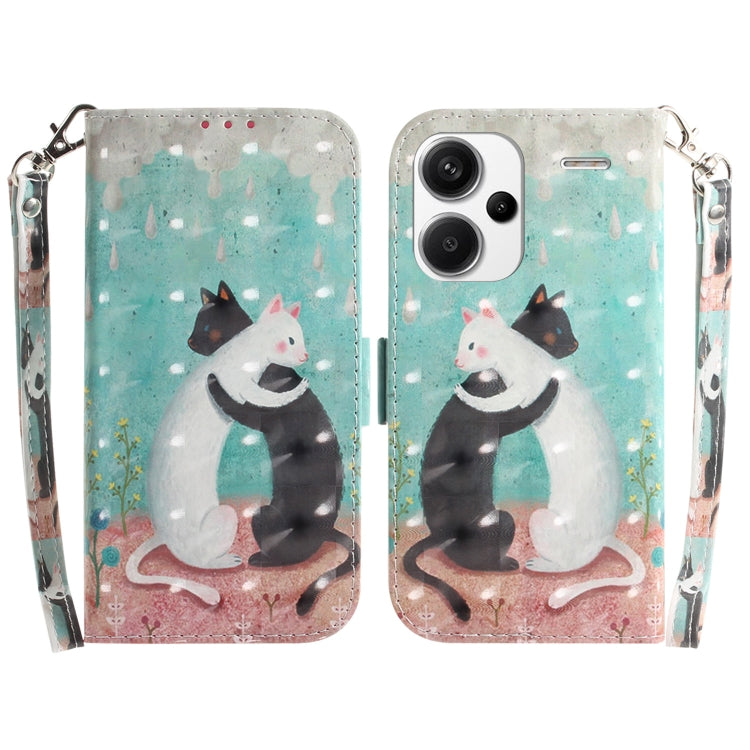 For Xiaomi Redmi Note 13 Pro+ 5G 3D Colored Horizontal Flip Leather Phone Case(Black White Cat) - Xiaomi Cases by buy2fix | Online Shopping UK | buy2fix