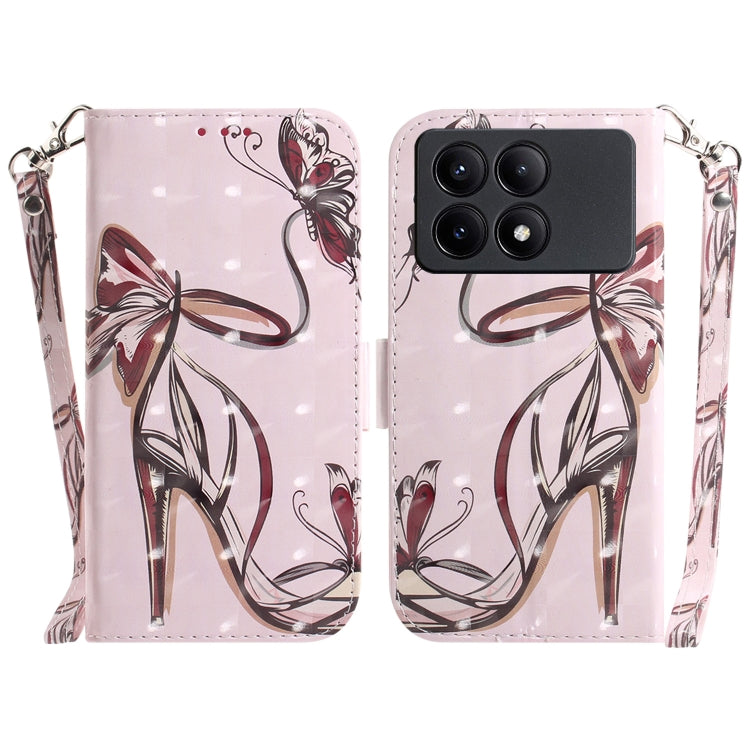 For Xiaomi Redmi K70E / Poco X6 Pro 3D Colored Horizontal Flip Leather Phone Case(Butterfly High-heeled) - Xiaomi Cases by buy2fix | Online Shopping UK | buy2fix