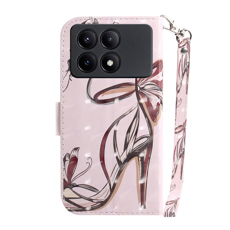 For Xiaomi Redmi K70E / Poco X6 Pro 3D Colored Horizontal Flip Leather Phone Case(Butterfly High-heeled) - Xiaomi Cases by buy2fix | Online Shopping UK | buy2fix
