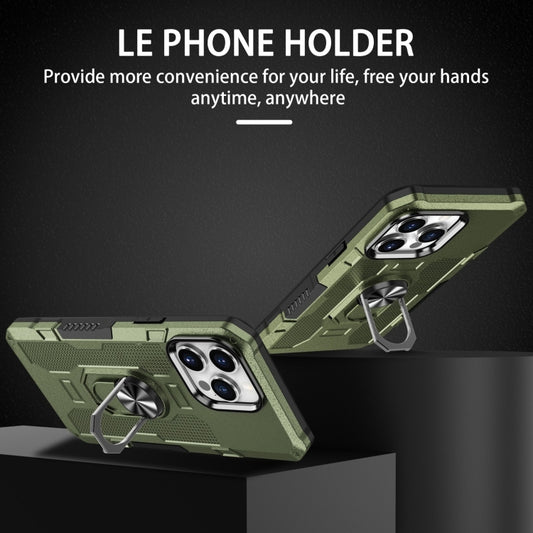 For iPhone 15 Pro Ring Holder Armor Hybrid Phone Case(Green) by buy2fix