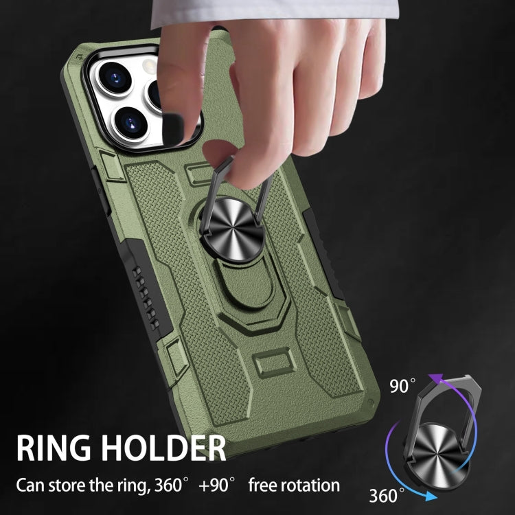 For iPhone 15 Pro Ring Holder Armor Hybrid Phone Case(Green) by buy2fix