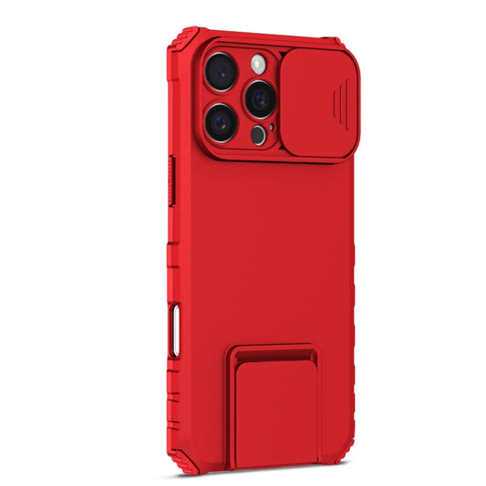 For iPhone 16 Pro Max Stereoscopic Holder Sliding Camshield Phone Case(Red) by buy2fix