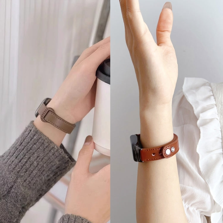 For Fitbit Charge 5 PU Leather Replacement Watch Band(Creamy White) by buy2fix