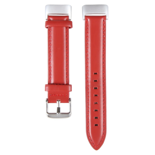 For Fitbit Charge 5 18mm Bamboo Joint Texture Genuine Leather Watch Band(Red) by buy2fix