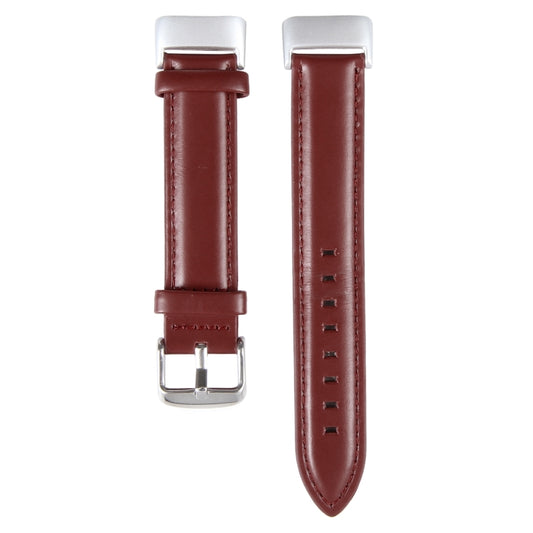 For Fitbit Charge 5 18mm Bamboo Joint Texture Genuine Leather Watch Band(Wine Red) by buy2fix